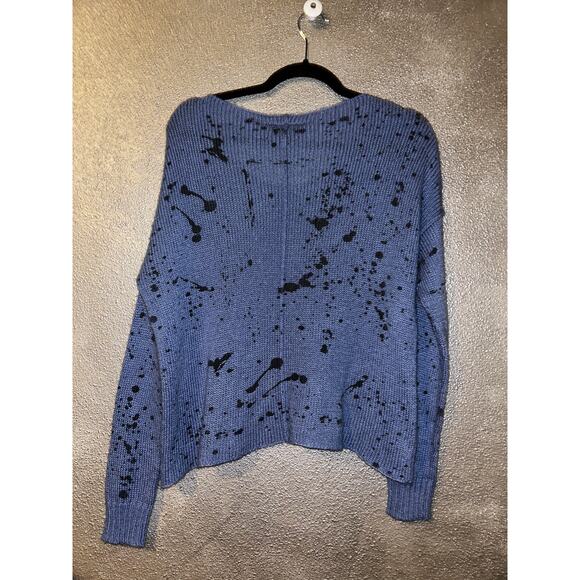Wooden Ships GoblinCore Grunge Distressed Scandinavian Blue Splatter Sweater - Picture 14 of 16